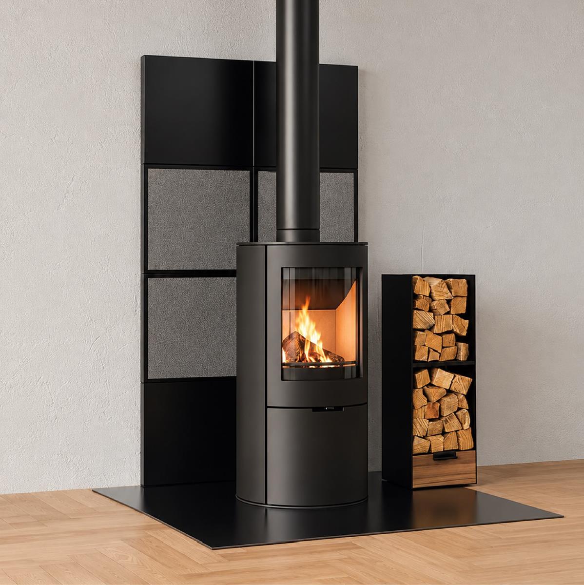 Didatto srl Solaria 40x40 - Acciaio nero con isolante e rientranza per battiscopa, da posare a pavimento